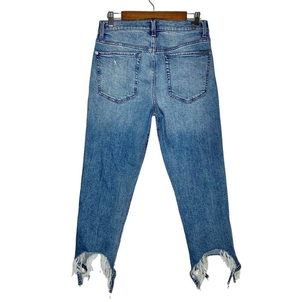 7 For All Mankind | Women | Distressed Hem High Rise Cropped Straight Jeans | 30 - Picture 2 of 14